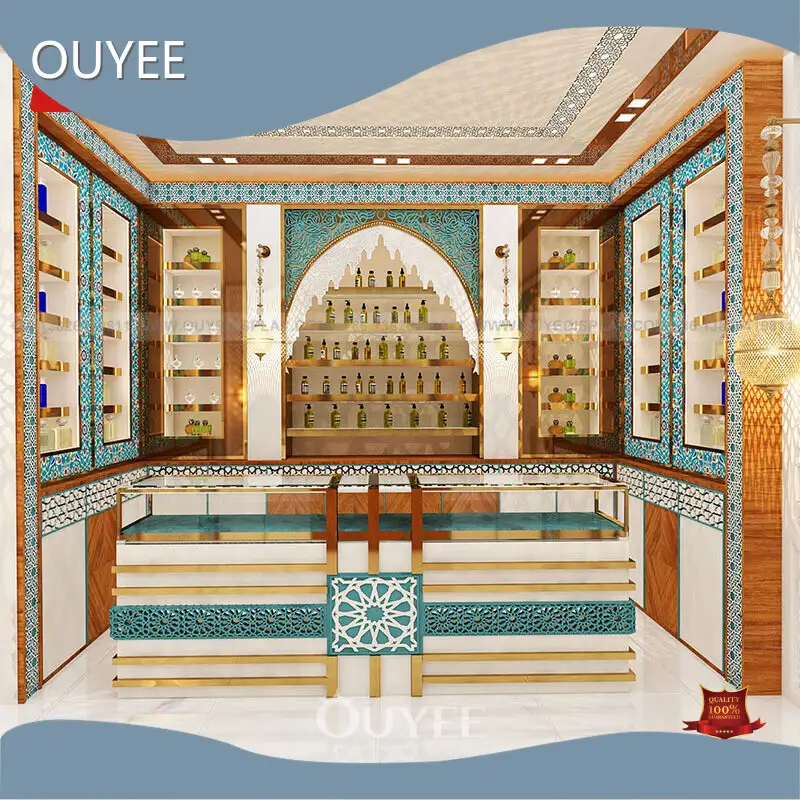 Arabic Luxury Perfume Shop Display Counter - Wooden and Glass Rack 1