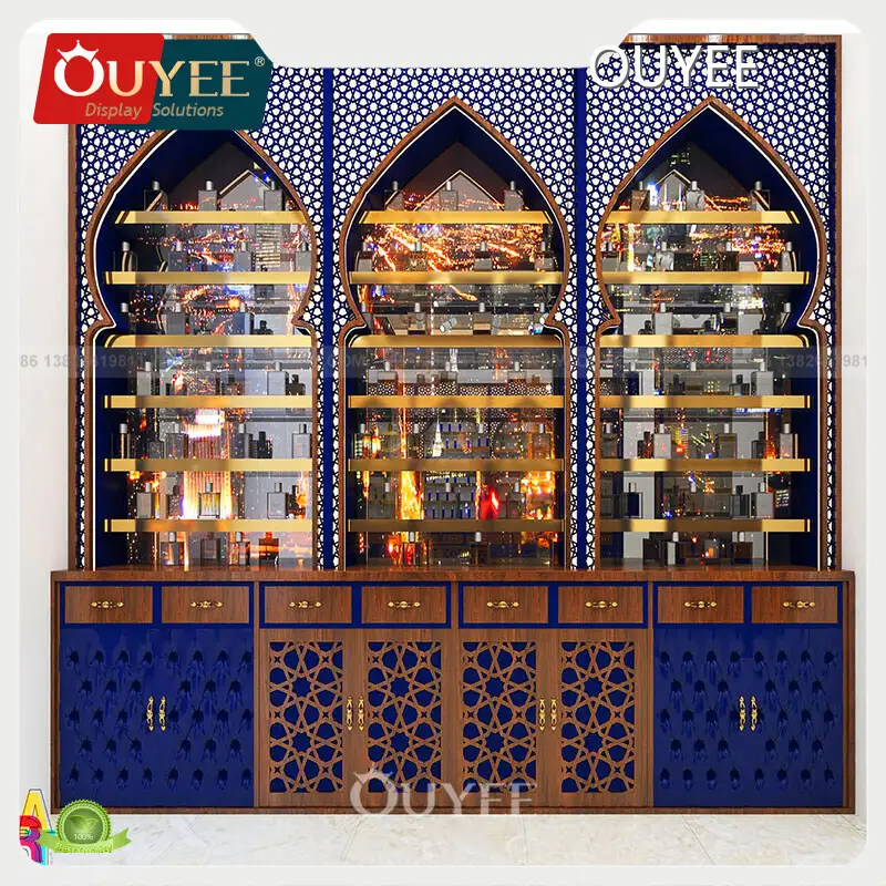 Indian-Style Arabic Perfume Display Rack Wooden Stand Glass Showcase 1