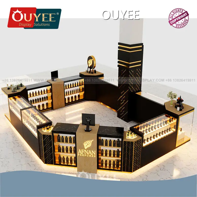 Custom Perfume Display Kiosk Fragrance Retail Booth Glass Showcase 1