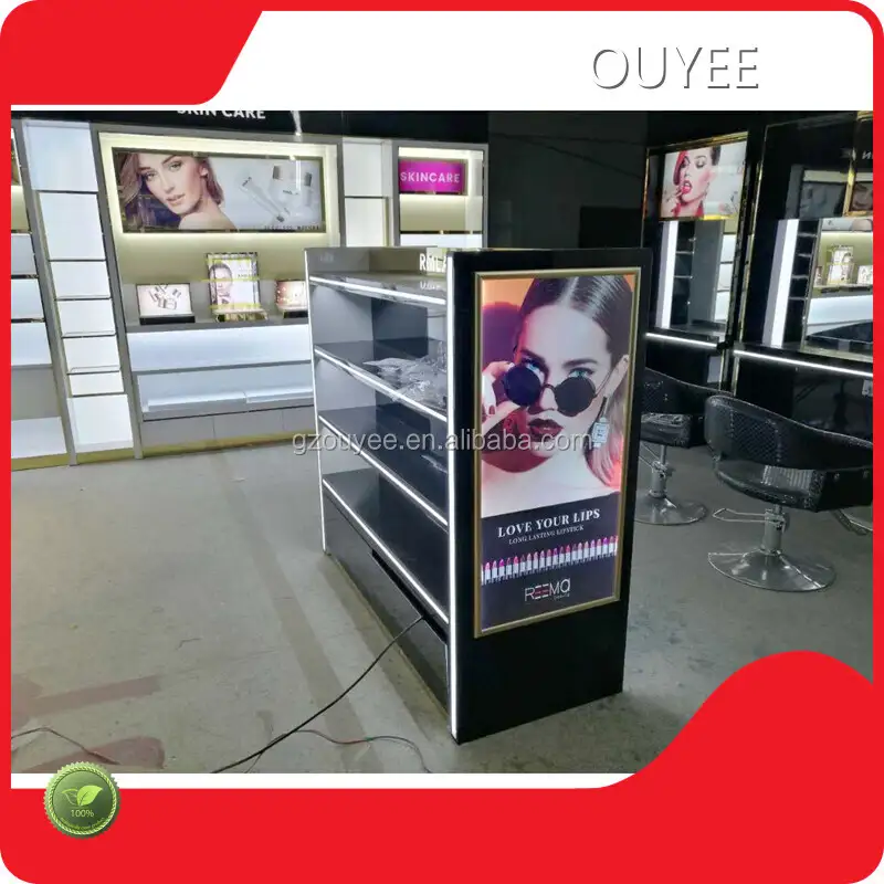 Wooden Floor MAC Makeup Display Stand Cosmetics Unit 1