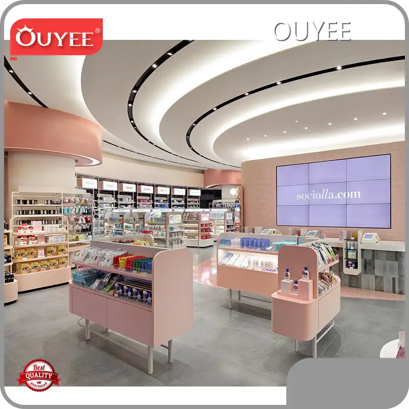 Beauty Store Wall Shelves, Cosmetic Showcase & Display Cabinet Stands 1