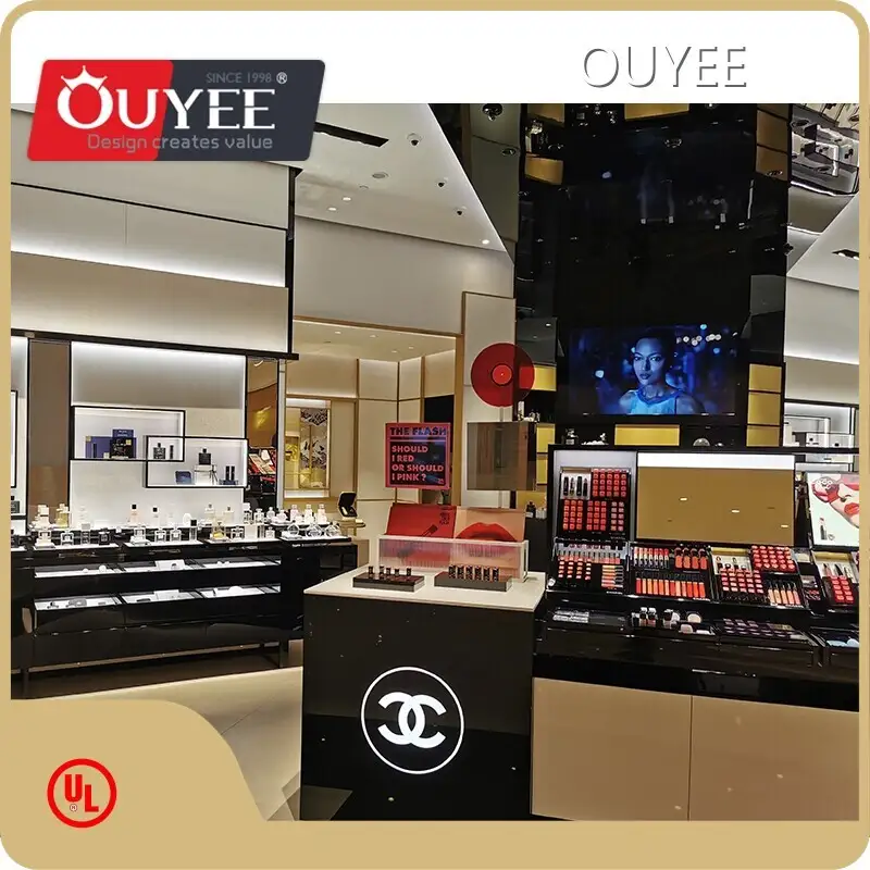 Cosmetic Shop Wooden Standing Makeup Display Cabinet 1