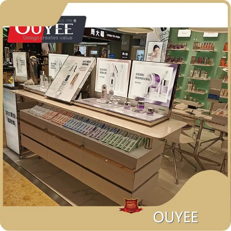 Wooden Custom Makeup Display Cabinet for Cosmetic Shops 1