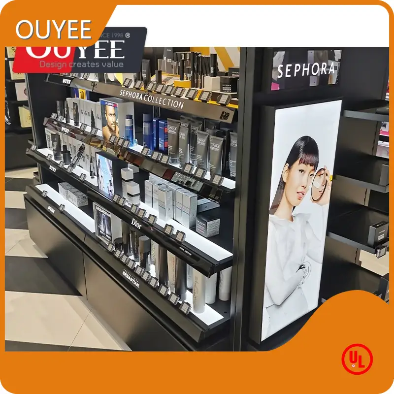 Customized Wooden Makeup Display Shelf Cabinet for Cosmetic Shops 1