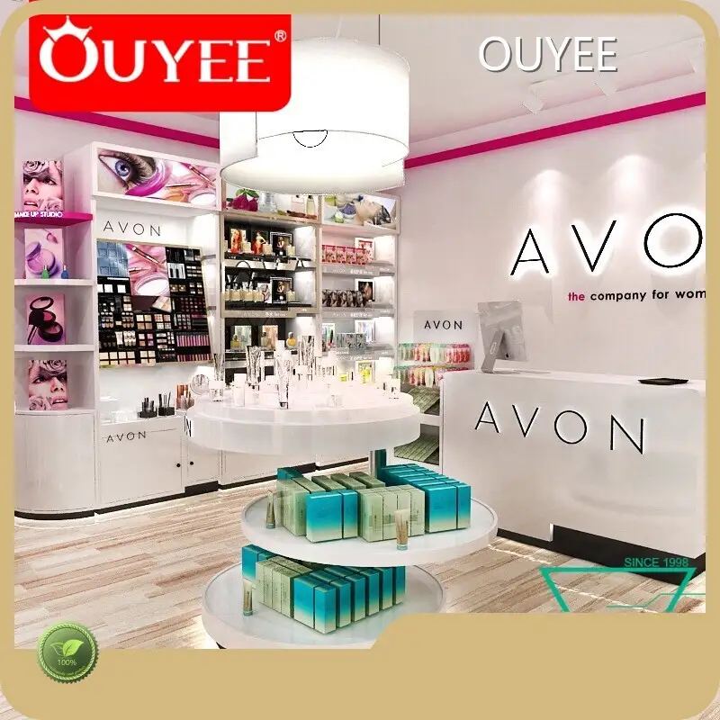 Wooden Round Retail Shop Counter Cosmetics Display Table 1