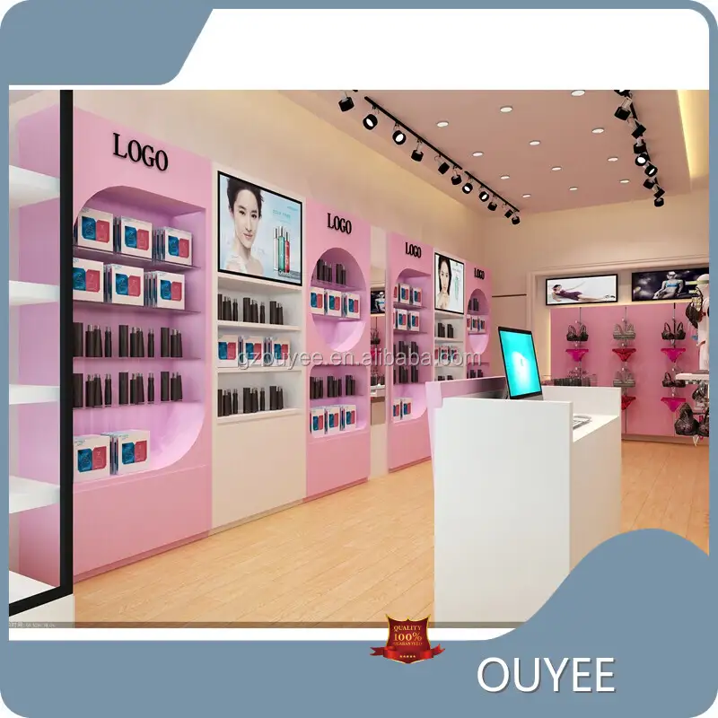 Wooden Cosmetic Display Cabinet Shelves for Small Cosmetic Shops 1