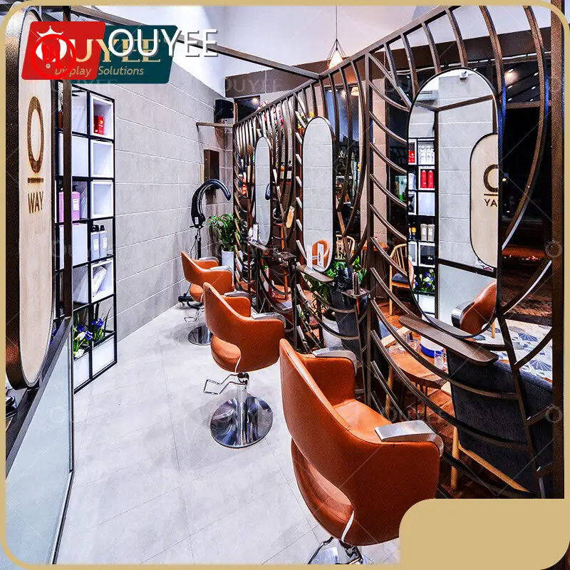 Hair Salon Display Cabinet Front Desk Counter w/ Mirror Barber Station 1