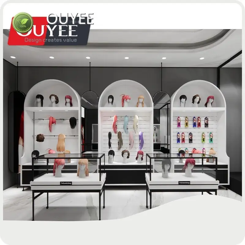 Wall-Mounted Slatwall Wig & Hair Extension Display Shelf for Salons 1