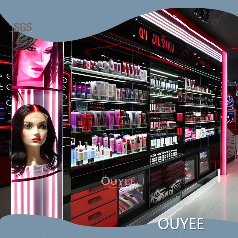 Retail Glass Cosmetic Counter & Perfume Display Shelf for Beauty Shops 1