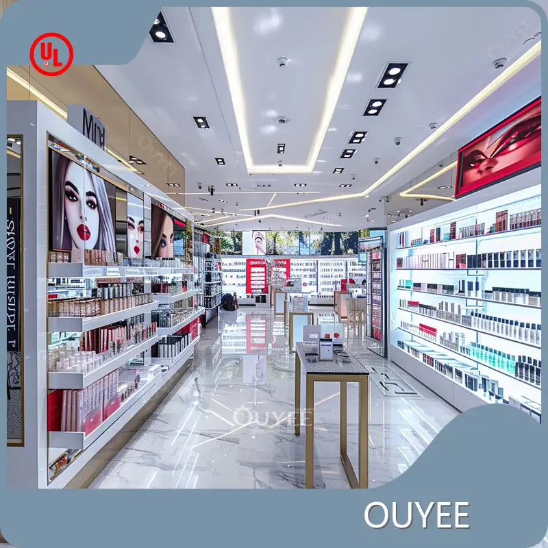 Beauty Supply Furniture Cosmetic Display Stand Pink Wig & Perfume Bar 1