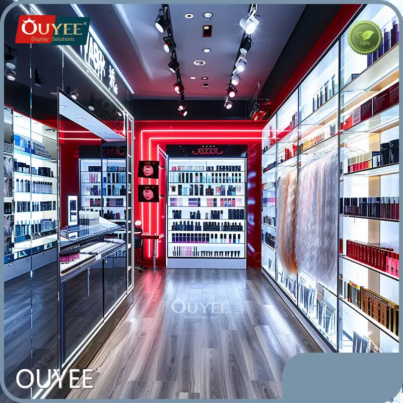 Beauty Supply Countertop Display Glass Perfume & Wig Shelf for Retail 1