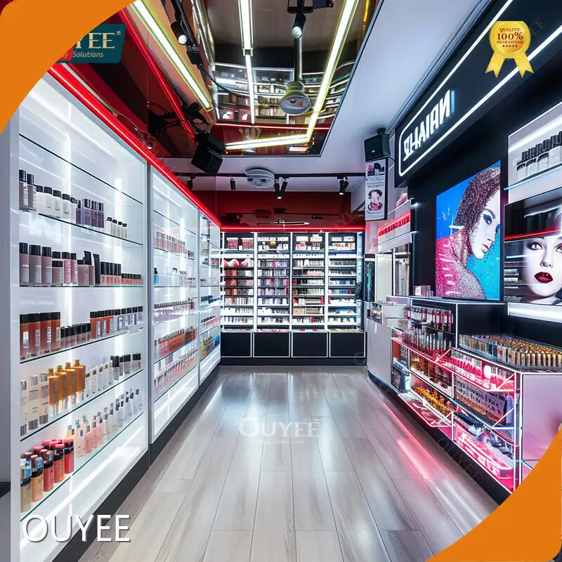 Wooden Gold Perfume & Cosmetic Display Cabinet with Shelves 1