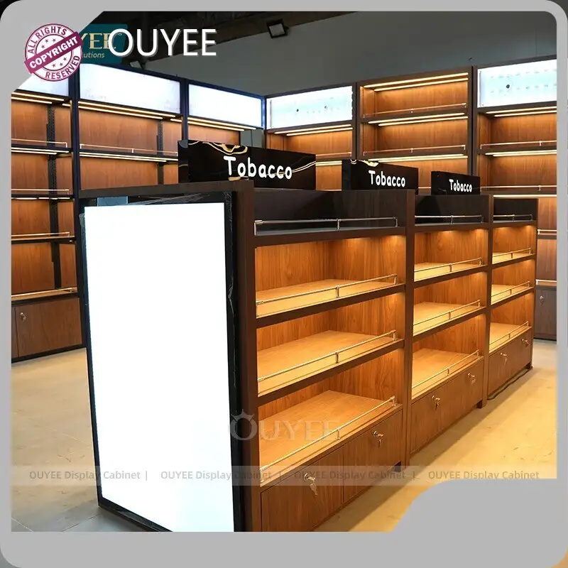 Wooden Cabinet Duty-Free LED Island Display for Tobacco & Spirits 1
