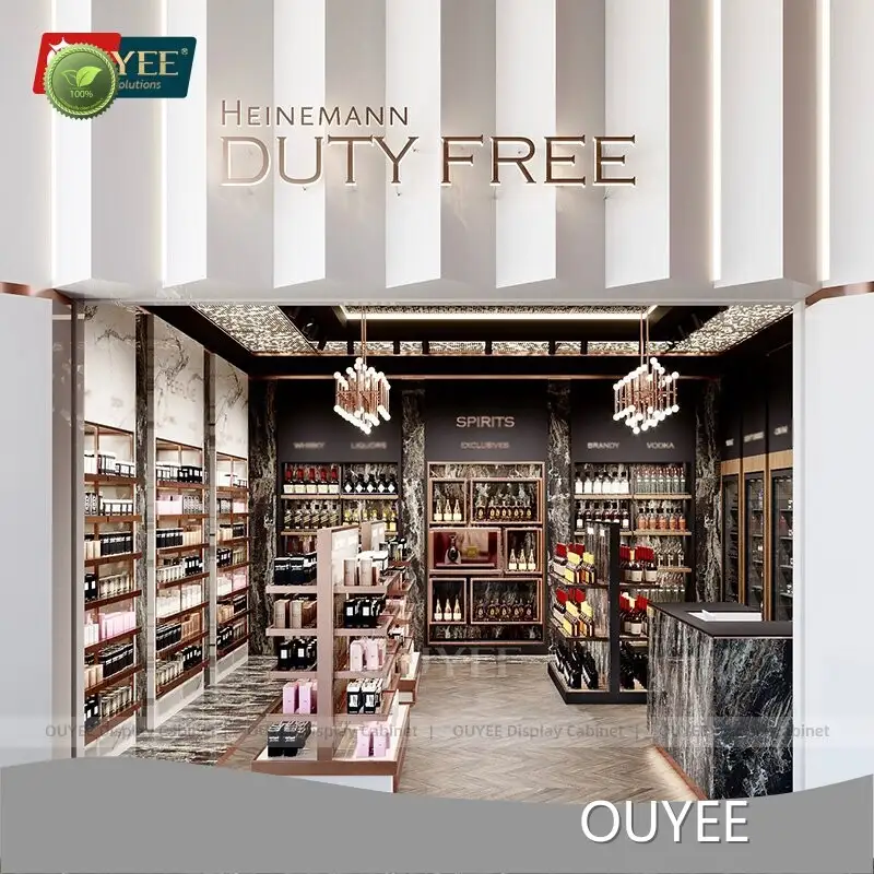 Wooden Wine Bottle & Spirits Display Stand for Duty-Free Shops 1