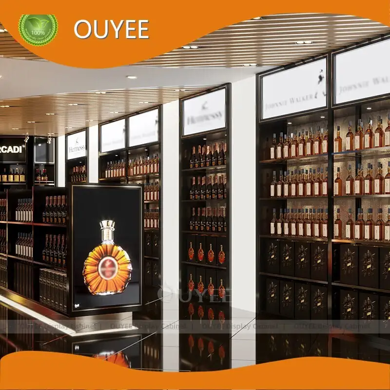Duty Free Shop Wooden Display Fixtures for Cigar & Liquor Shelves 1