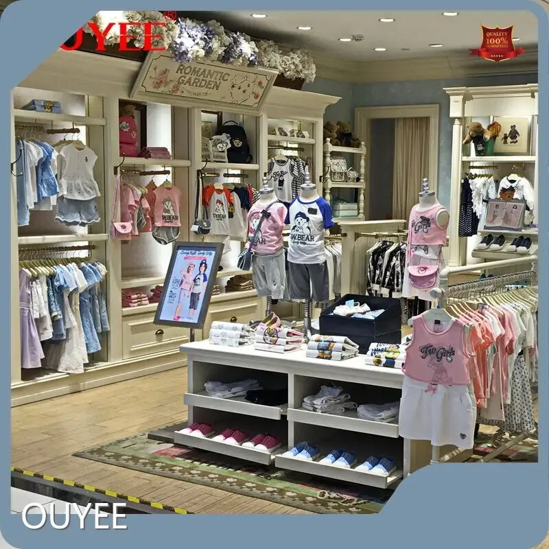 White Wooden Shop Display for Kids & Baby Clothing Store Interior 1
