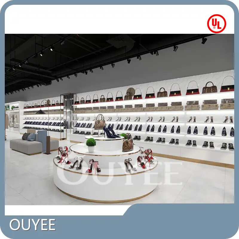 Glass Shoe Display Case - Wall Shelf Rack Stand Wood Showcase 1