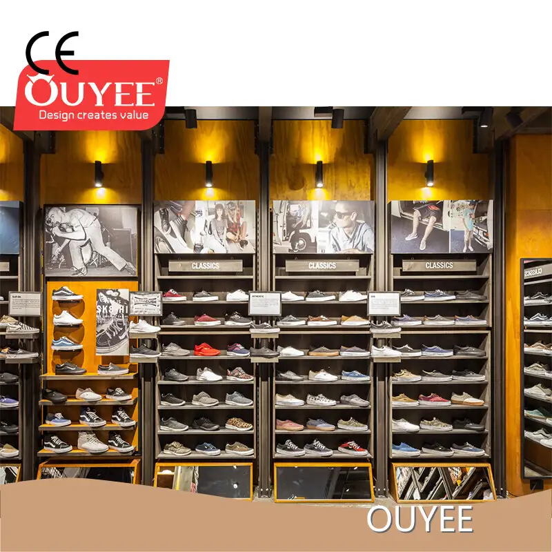 Wall-Mounted Men's Shoe Display Shelf for Sport Shoes Showroom 1