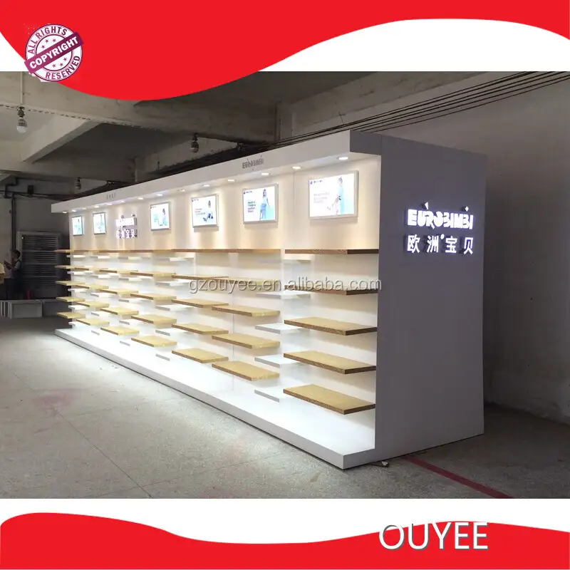 Handbag & Shoe Display Wall Cabinet - Wooden Shelf with LED Light 1