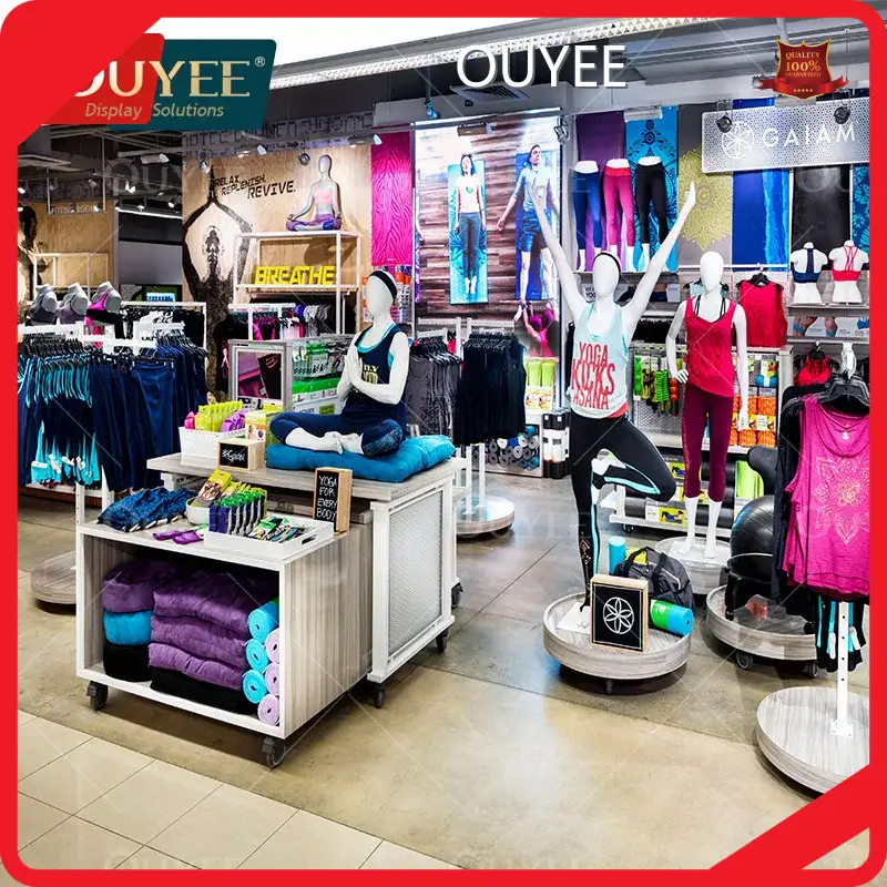 Custom Wooden Round Clothing Display Table & Retail Floor Stand 1