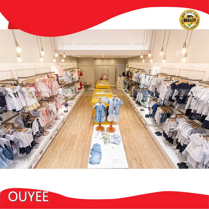 Wood Cabinets Clothing Display Racks & Golden Shop Counter for Garment 1