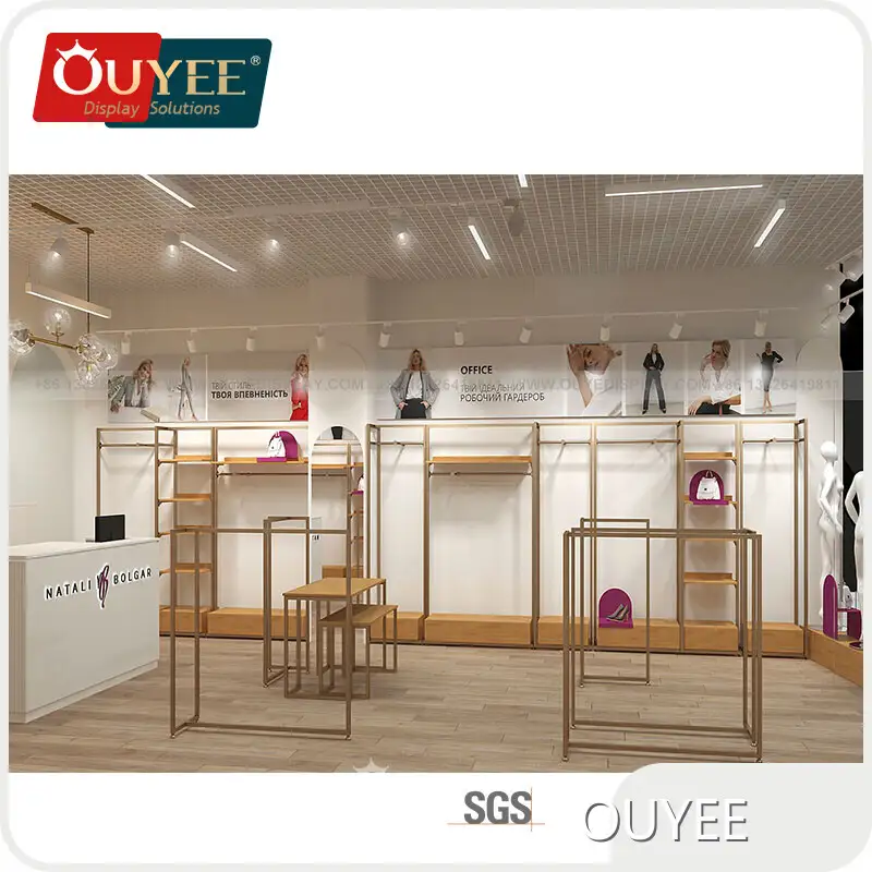 Commercial Tiered Glass & Wood Display Table for Clothing Shops 1