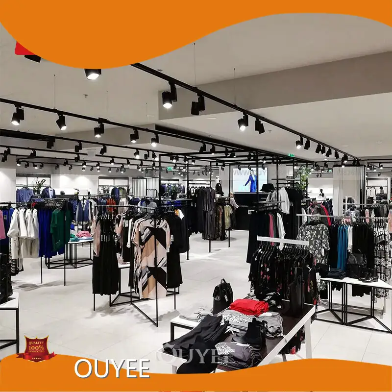 Store Matte Metal Floor Clothing Display Rack with LED Light 1