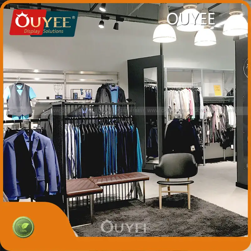 Custom Black & Gold Metal Clothing Floor Display Rack for Retail 1