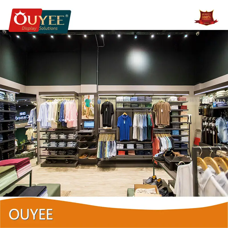 Custom Boutique Clothing Display Rack - Metal Wall T-Shirt Stand 1