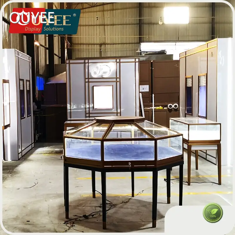 Gold Glass Counter Jewelry Display Cabinet - Shop Furniture Showcase 1