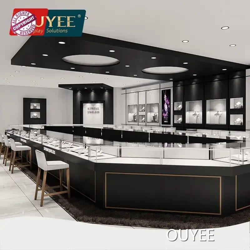 Custom Round Glass Lockable Jewellery Vitrine Pedestal Showcase LED 1