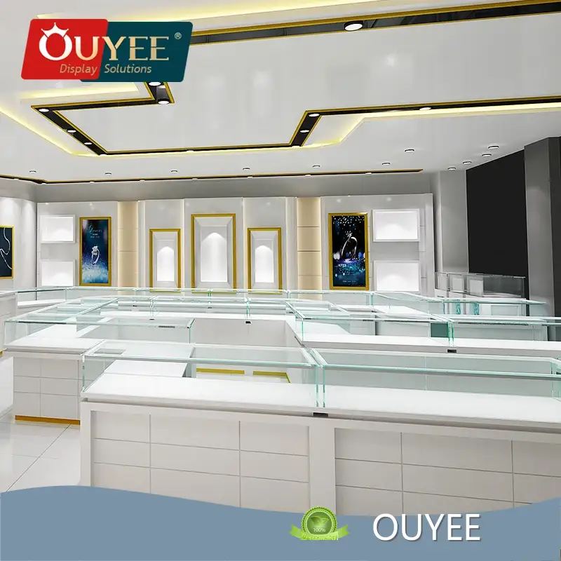 Gold Octagon Glass Jewelry Vitrine Pedestal Display Cabinet 1