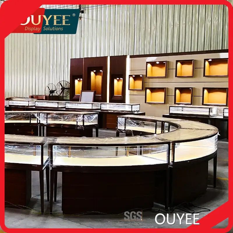 Wooden Jewelry Glass Showcase Display Cabinet for Retail Shops 1