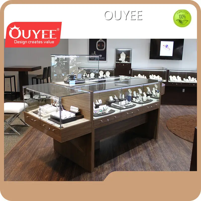 Antique Wooden Jewelry Display Counter with Glass Cases for Showroom 1