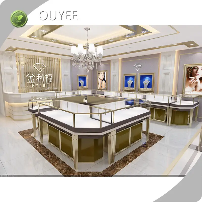 Golden Jewelry Showroom Display Counters & Showcase Furniture 1
