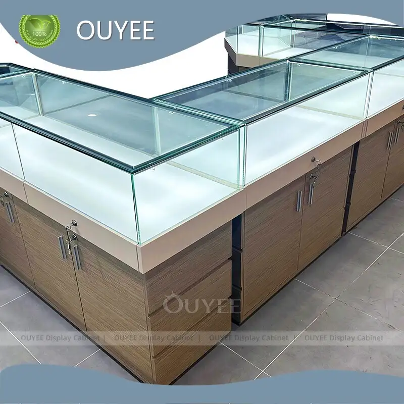 Wood & Glass Gold Jewellery Showcase Display Counter for Jewellers 1