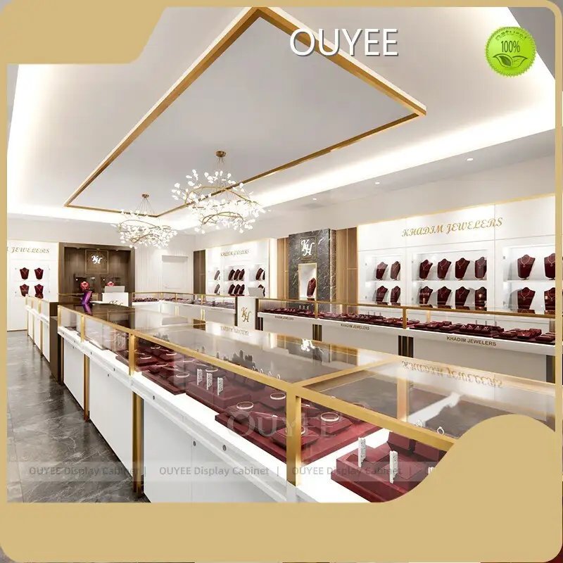 3D Design Service for Gold Jewelry Shop Glass Showcase Display Cabinet 1