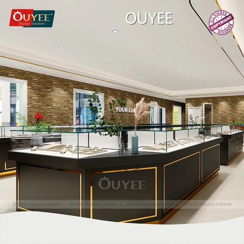 Wooden Jewelry Showcase Display Case for Gold Jewelry Shop 1