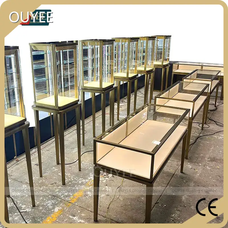 Customized Wood Jewelry Display Table & Glass Showcase 1