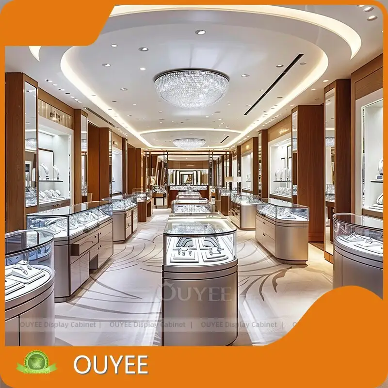 Shopping Mall Gold Jewelry Counter Display 3D Shop Showcase 1