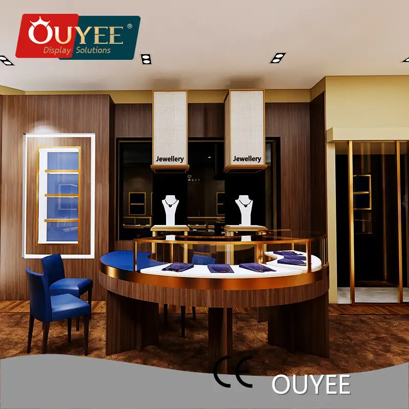 Interior Jewelry Shop 3D Glass Round Showcase Display Table 1