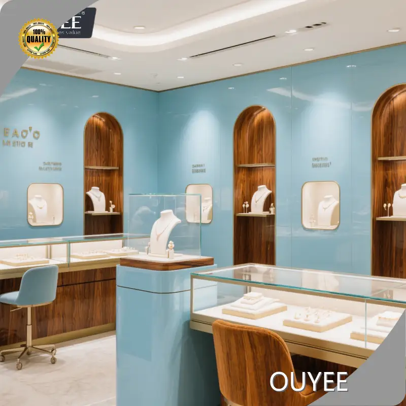 3D Stainless Steel Jewelry Display Counter & Wall Glass Showcase 1