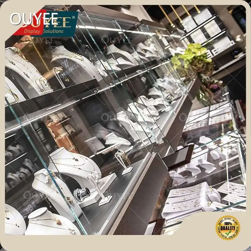 Custom Wooden Jewelry Showcase Counter with Glass Top for Kiosk 1