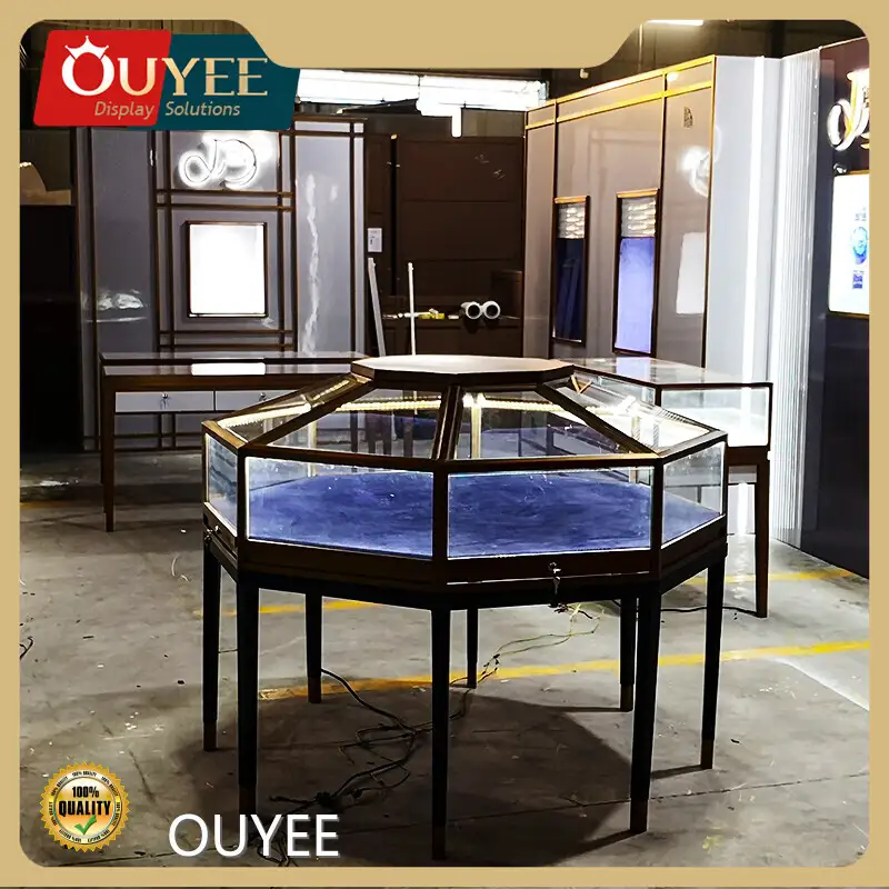 Round Glass Jewelry Showcase Display Box, Jewelry Vitrine 1