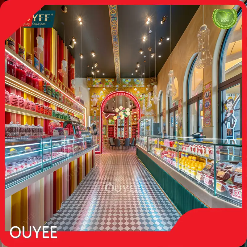 Customized Wooden Chocolate Shop Display Rack with Golden Paint 1