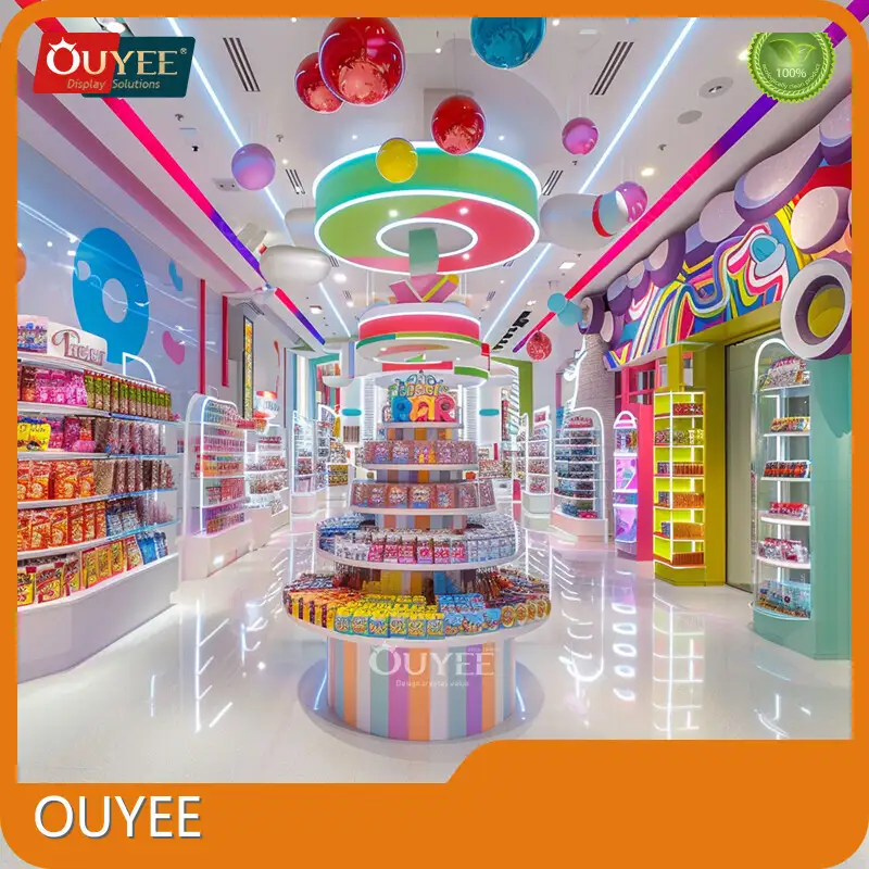 Commercial Round Island & Wall Candy Display Showcase Shelf 1