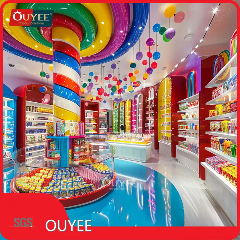 Customized Chocolate Showcase Counter – Candy Store Display Rack 1