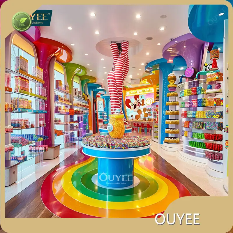 Wooden Cookies, Chocolate & Candy Display Rack with Glass Counter 1