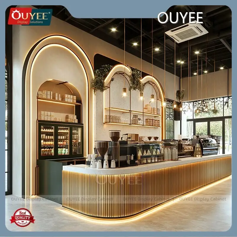 Customizable Wooden Airport & Shopping Mall Coffee Shop Bar Counter 1