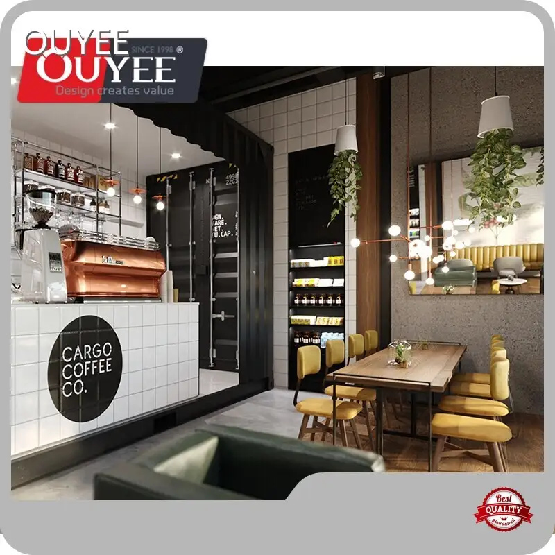 Light Cafe Interior Coffee Bar Counter & Cabinet for Restaurant 1